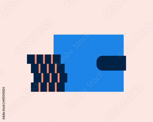 wallet and coins . Vector illustration in flat style design.	