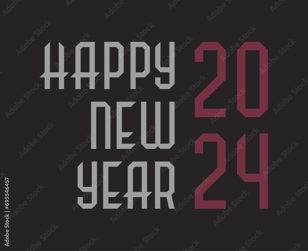Happy New Year 2024 Abstract Gray And Maroon Graphic Design Vector Logo Symbol Illustration With Black Background Happy New Year 2024 Abstract Gray And Maroon Graphic Design Vector Logo Symbol Illustration With Black Background