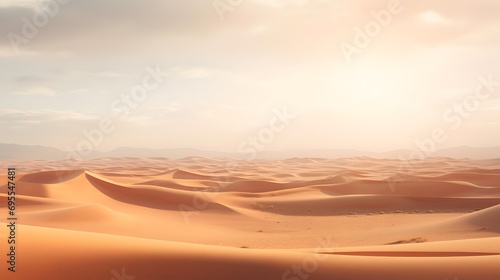 Panorama of sand dunes in the Sahara desert. 3d render © Iman