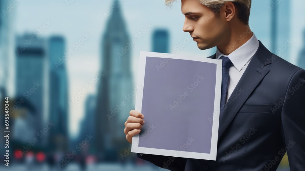 A businessman holding tablet computer