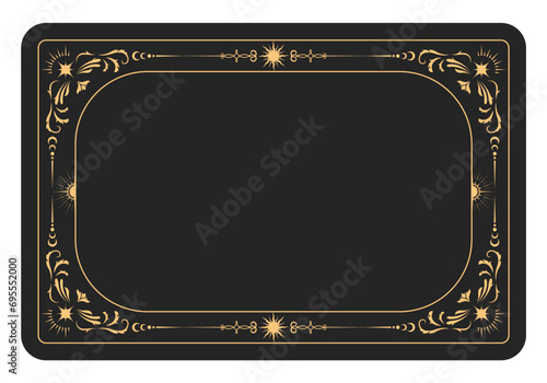 Mystic style banner with ornamental border, tarot cards style frame, esoteric border, vector