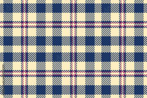 60s vector pattern seamless, printout textile tartan background. Micro fabric check texture plaid in blue and blanched almond colors.