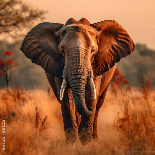 African Elephant - Loxodonta africana - at sunrise © Iman