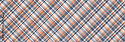 Blanket textile fabric background, endless seamless texture vector. Net tartan plaid check pattern in pastel and orange colors. © SolaruS