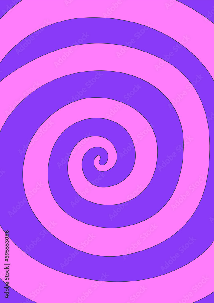 Abstract bright psychedelic background with spiral hypnotic pattern. Pink and purple colors. Groovy surreal style. Poster, cover for notebook or book. Vector illustration Abstract bright psychedelic background with spiral hypnotic pattern. Pink and purple colors. Groovy surreal style. Poster, cover for notebook or book. Vector illustration
