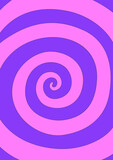 Abstract bright psychedelic background with spiral hypnotic pattern. Pink and purple colors. Groovy surreal style. Poster, cover for notebook or book. Vector illustration