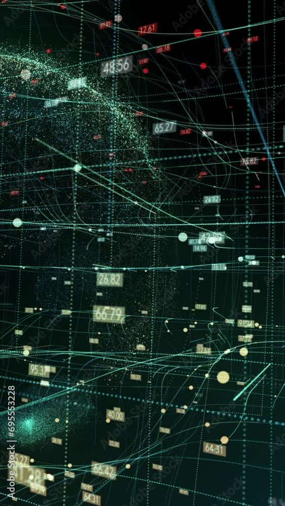 Spinning earth with digital data grid	 Vertical design in 9:16 ratio for smartphone and social media.