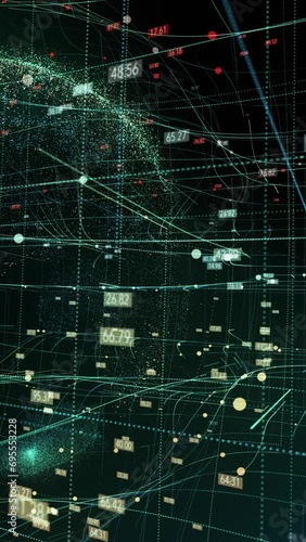Spinning earth with digital data grid	 Vertical design in 9:16 ratio for smartphone and social media.