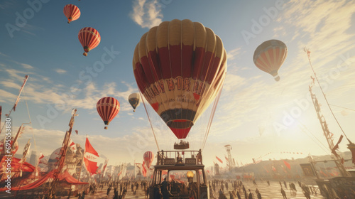 A hot air balloon ride offering views over the carnival.