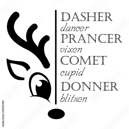 Merry Christmas,reindeer silhouette ,dasher dancer prancer vixen comet cupid donner blitzen, Reindeer jumping silhouette,deer star 