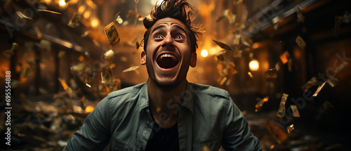 Joyful Euro Millions winner envisions life-changing happiness.generative ai