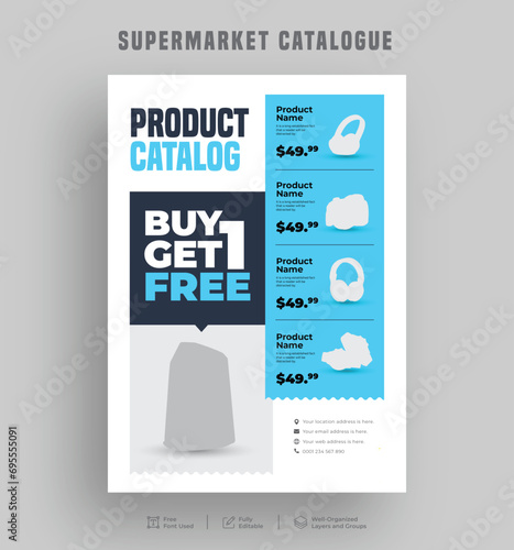 Editable product sale supermarket flyer or catalogue design, Price menu, Super shop grocery sale poster, a4 Sale discount promo ad leaflet design template