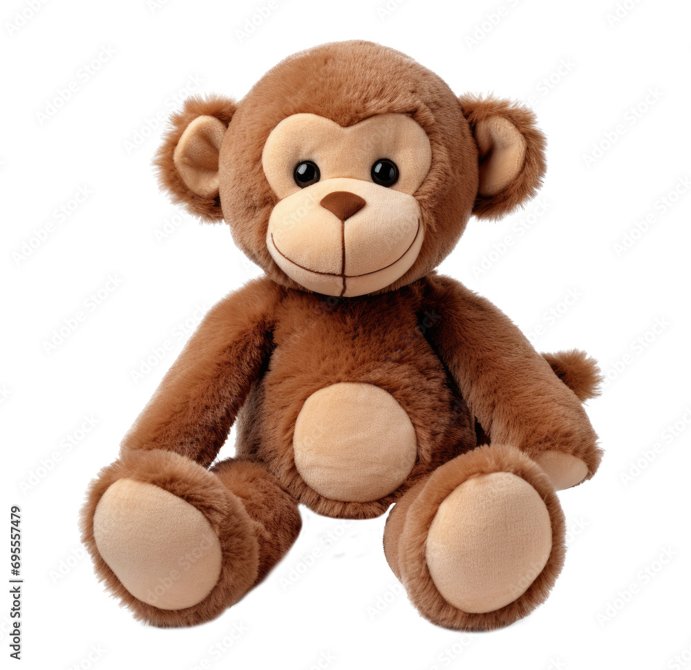 Fototapeta premium small monkey stuffed animal and its ears on transparent background