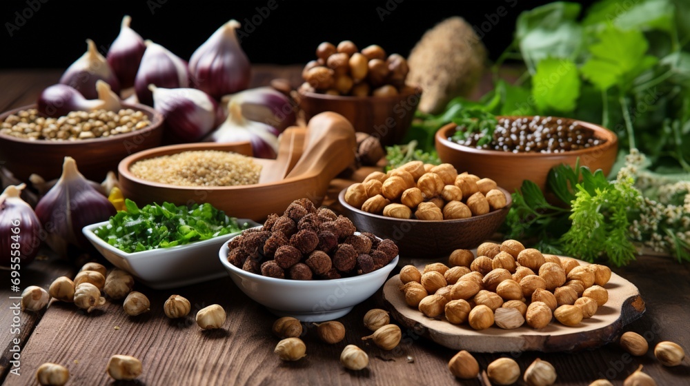 An image showcasing hazelnuts as ingredients in different dishes, such as salads, pastries, and spreads, highlighting their diverse applications in culinary creations.