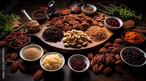 An image showcasing pecans used as ingredients in different dishes, including salads, cereals, and baked goods, emphasizing their versatility in the kitchen.