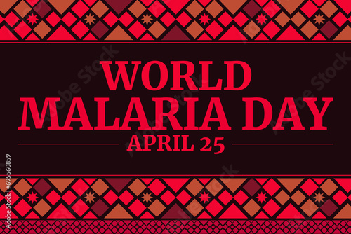 World Malaria Day backdrop with alarming red color and shapes, typography in the center. April 25 is observed as malaria day in the world