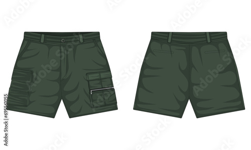 Modern casual shorts mockup front and back view photo