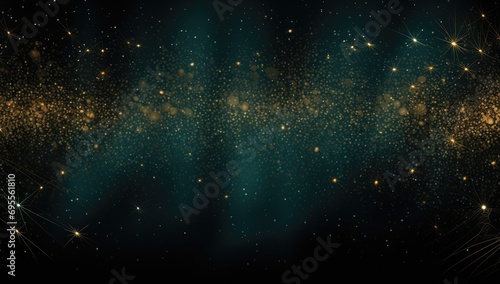 golden sparkler border on black background Generative AI photo