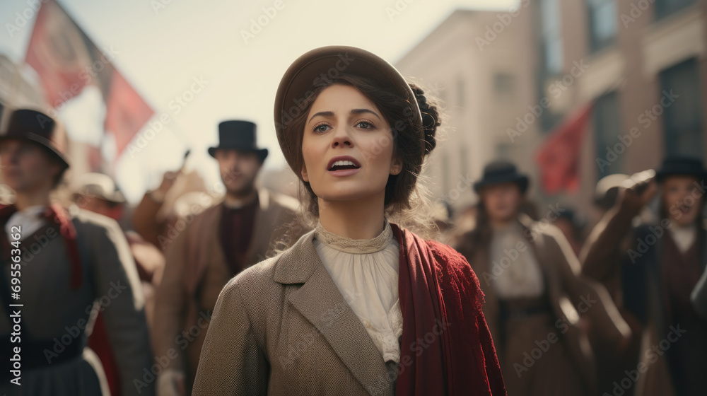 A reenactment of a key event in womens suffrage movement. A reenactment of a key event in womens suffrage movement.