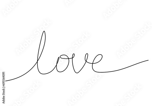 Word love, one line drawing vector illustration.