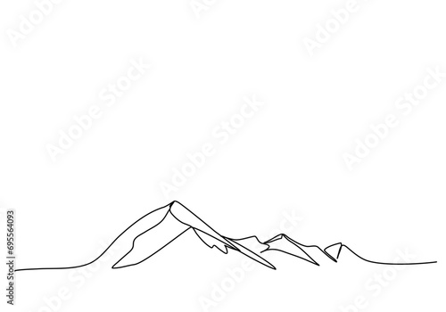 Mountains, one line drawing vector illustration.