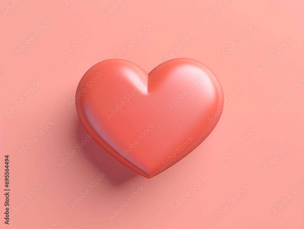 3d renderf red velvet heart for valentine's day celebration in a flat lay pastel color background