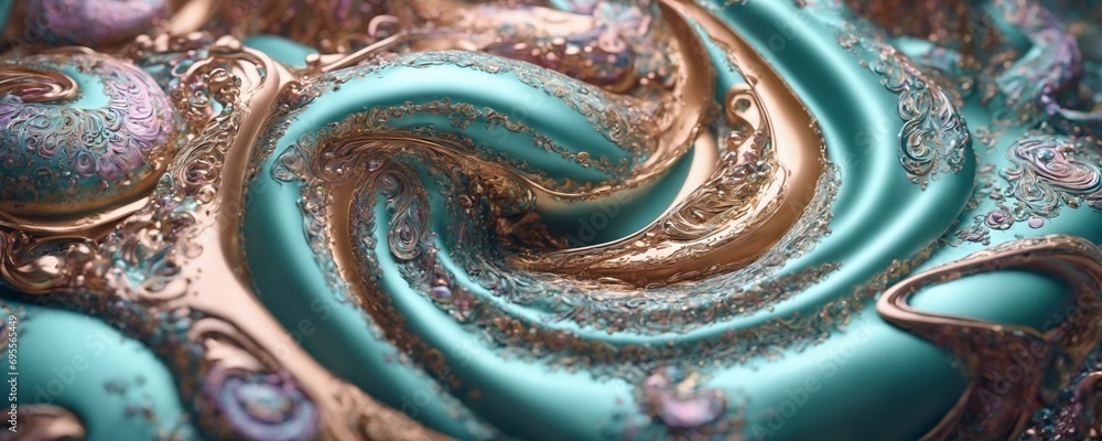 a blue and gold swirl background
