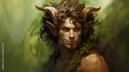 Fantasy Male Satyr Portrait Painting