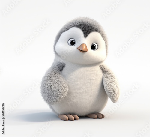 a plush penguin toy sits on a white background © ArtCookStudio