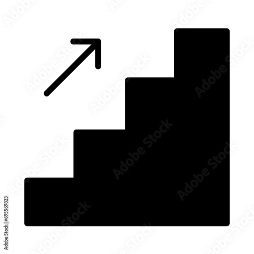 Stairs Up solid glyph icon illustration
