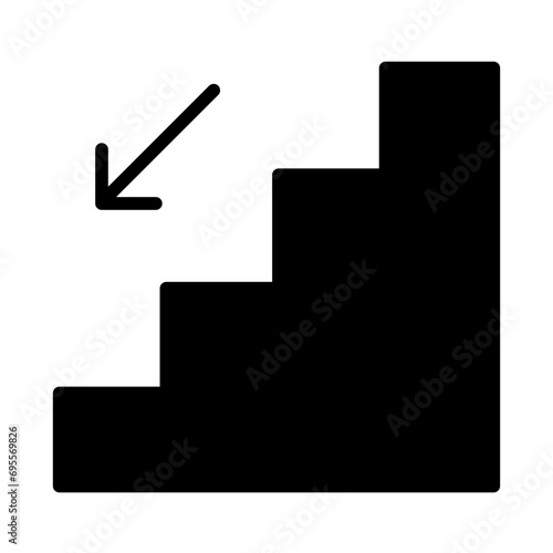 Stairs Down solid glyph icon illustration
