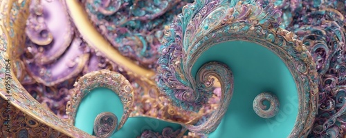a close up of a blue and gold sculpture