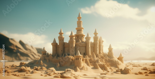 a castle made of sand in the beach © ArtCookStudio