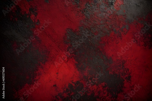 Grunge wall background. The distressed, rough elements are rendered in dark gold tones, creating a visually dynamic abstract design. Isolated in red on a bold black backdrop.