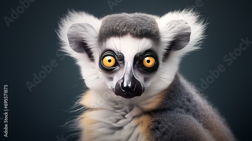 A vertical image of an amusing ringtailed lemur. © Tahir