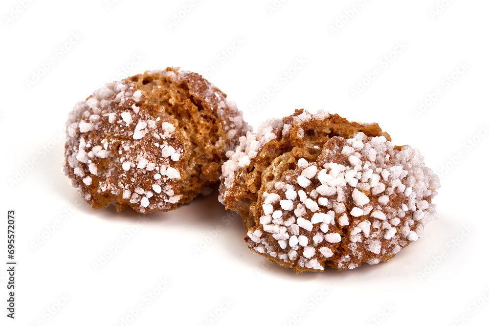 Cookies with icing, isolated on white background.