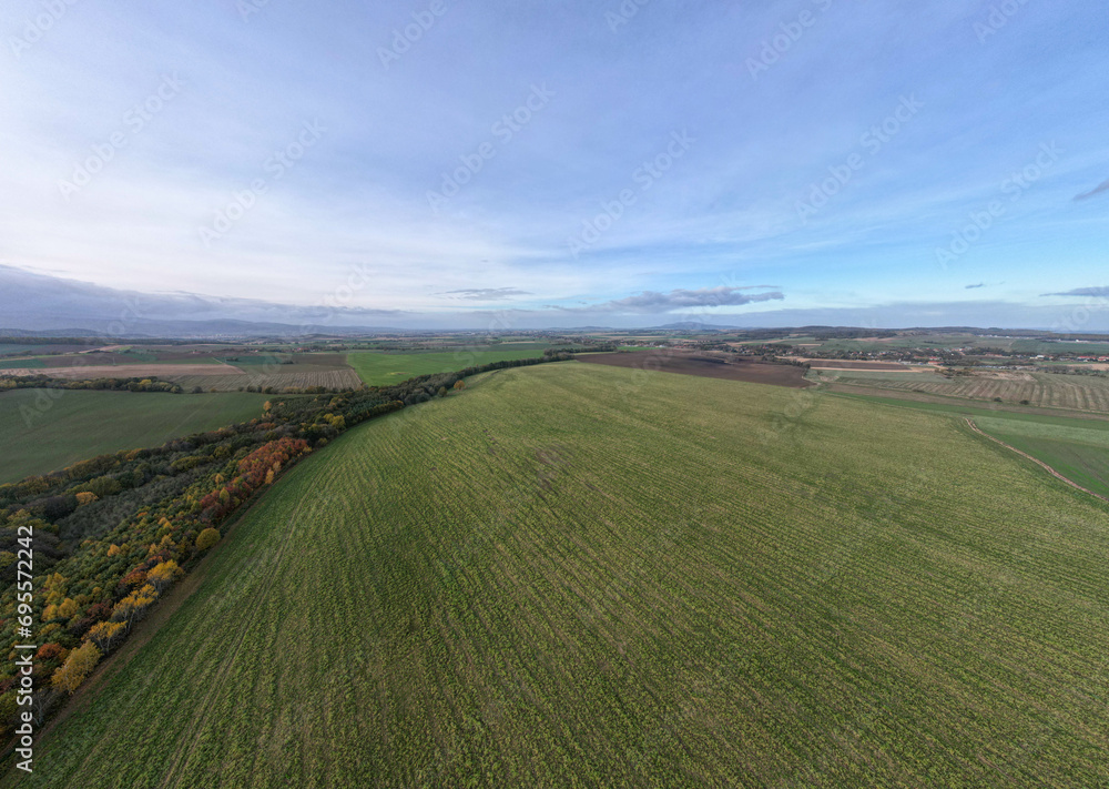 Southern Poland landscape, mountains, autumn, day, sun, sky, clouds, Klodzka Basin, dramatic and majestic scenery