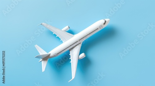a toy airplane on a blue background