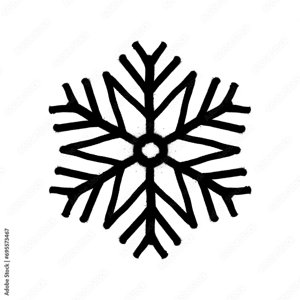 Sprayed snowflakes with overspray in black over white. Vector illustration. Sprayed snowflakes with overspray in black over white. Vector illustration.