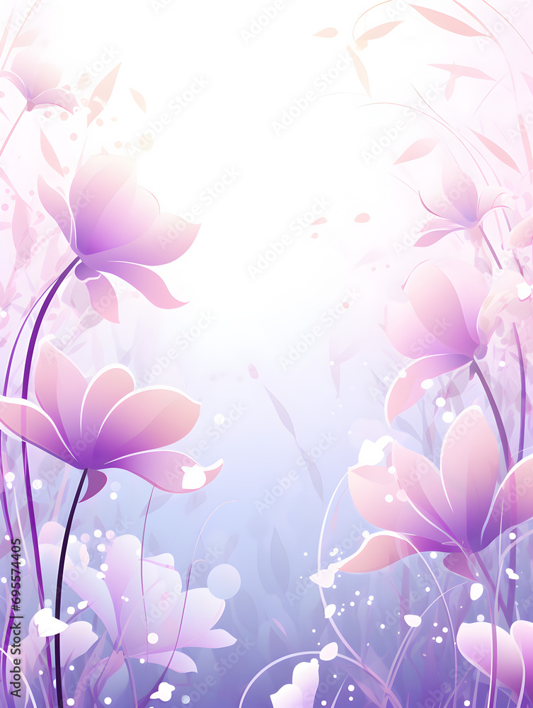 Abstract pastel purple spring background with flowers 