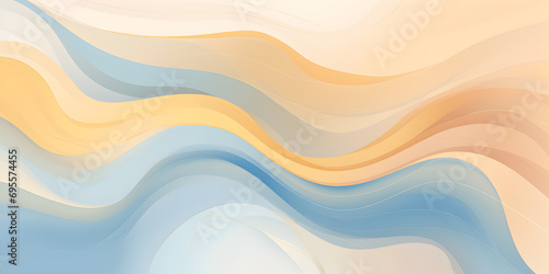 Abstract smooth beige and blue waves on white background	