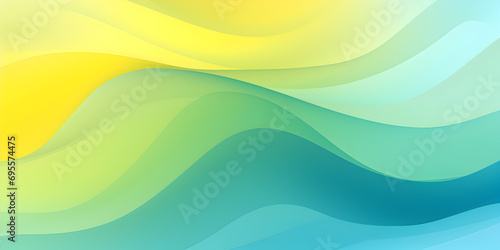 Abstract smooth yellow and blue waves on white background 