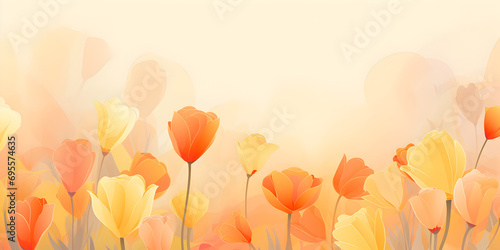 Abstract orange and beige spring floral background