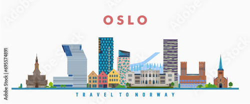 Oslo symbol buildings city vector illustration, Norway	
