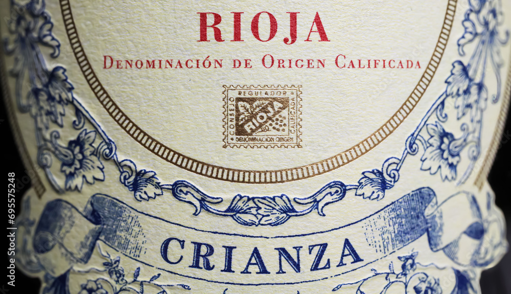 Viersen, Germany - June 9. 2023: Closeup of spanish red wine bottle ...