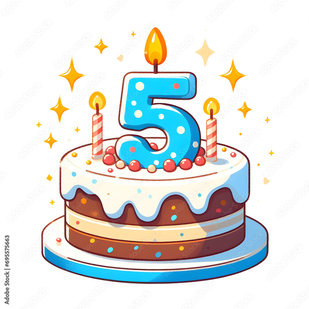 5 year old birthday cake or 5 year anniversary cake celebration with balloons and party decoration transparent background 5 year old birthday cake or 5 year anniversary cake celebration with balloons and party decoration transparent background