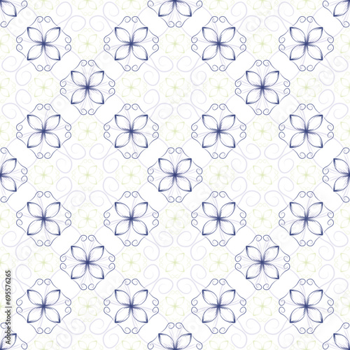 Modern art deco geometric floral vector seamless pattern. Fabric print design.