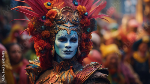 A vibrant and colorful costume parade.