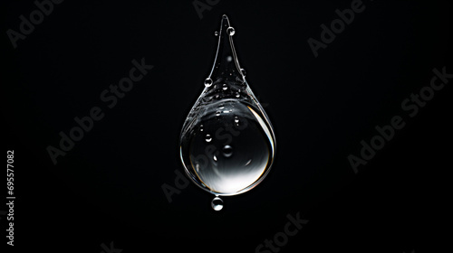 Gouttelette d'eau sur un fond noir. Pluie, eau. Pour conception et création graphique, bannière.