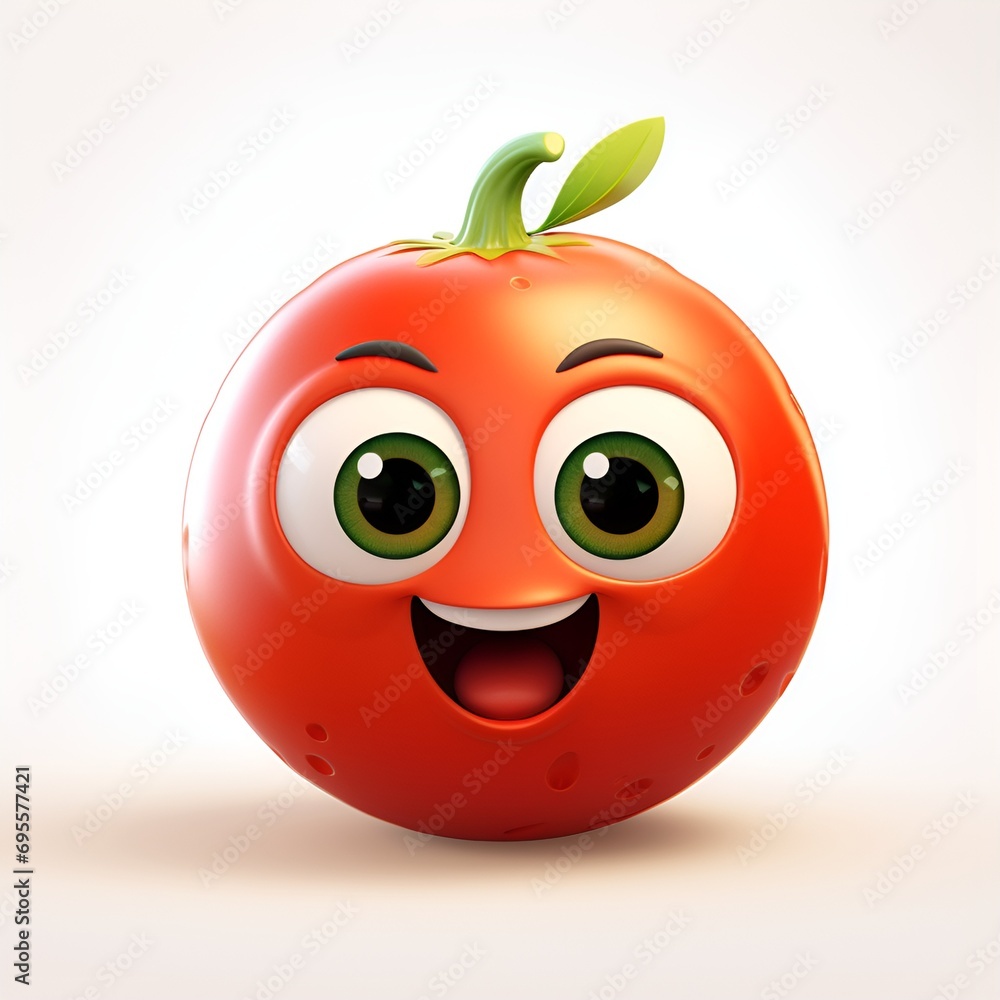 Obraz premium Happy Cartoon Tomato Character